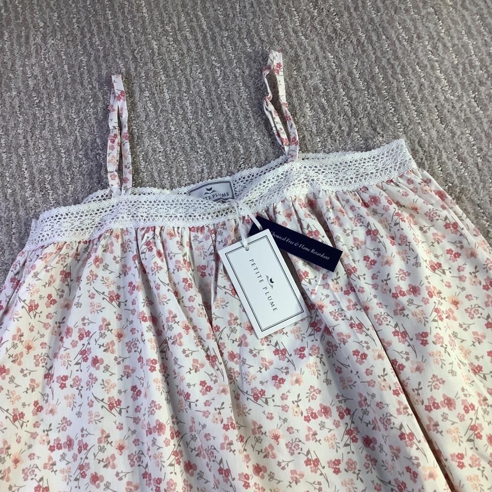 Petite Plume Girls Dorset Floral Lily White Cotton Nightgown‎ Size 8